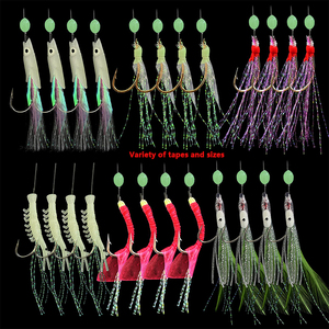 Esche artificiali Sabiki con piume e pelle di pesce <span class=keywords><strong>per</strong></span> acqua salata, con amo, <span class=keywords><strong>per</strong></span> la pesca di pesci, gamberi e <span class=keywords><strong>calamari</strong></span> - Product Image 1