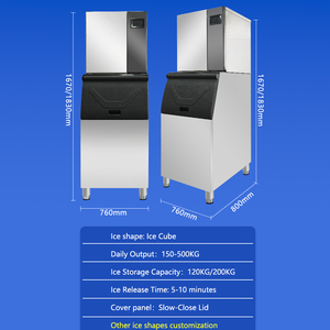 Commercial Ice Maker Machine 500kg/24 Hours 250kg 300kg 1ton Production With 200kg <b>Storage</b> for Business <b>Cube</b> Making Large Daily - Product Image 6