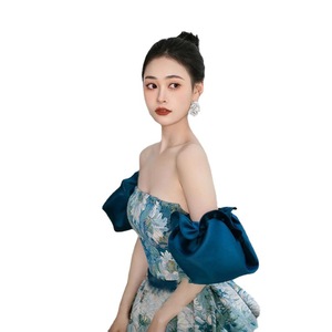 Off The Shoulder Floral Print Ball Gown Evening Dress Satin Floor Length Natural Waistline Adult Party Wear - Product Image 5