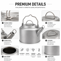 Bouilloire de camping en titane 1200 ml, légère et portable, pour la cuisson en extérieur, le thé et le café, idéale pour la randonnée et le trekking