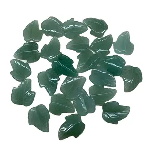 New green aventurine gem leaves leaf Charms For Jewelry Making