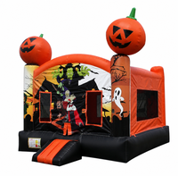 Château gonflable commercial d'Halloween en forme de citrouille pour enfants, idéal pour les fêtes.