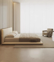 Lit rembourré moderne et simple, écologique, taille King Size, avec cadre en bois de pin, couleur personnalisable pour chambre d'hôtel/villa