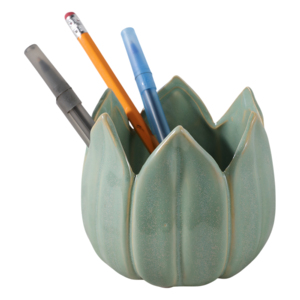 Organizer da scrivania in ceramica a forma di tulipano per l'arredamento di casa e ufficio, piccolo accessorio portaoggetti - Product Image 2
