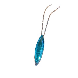 Parure de bijoux haut de gamme en imitation Paraiba bleue, comprenant des boucles d'oreilles et un collier, avec pendentif 8*27 et 10*35 - Product Image 5