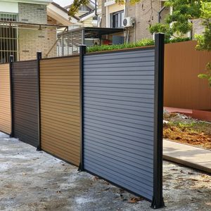 Clôture de jardin en bois-plastique Treslam, ensemble complet, bois composite, <span class=keywords><strong>bambou</strong></span>, WPC, panneau de clôture pour jardin, cour, maison - Product Image 3