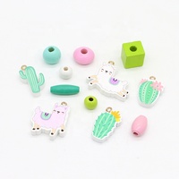 Kit de perles en bois personnalisé Llama Cactus, conception sur mesure, OEM, ODM, marque privée, emballage de détail clé en main, vente en gros en vrac, artisanat