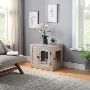 Table d'appoint pour chien de style meuble, niche en bois avec double porte, idéale pour une utilisation intérieure dans les maisons pour chiens de taille moyenne - Product Image 6
