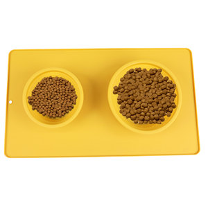 Foldable Dog Bowl Portable Silicone Food And Water Bowl For Outdoor Use Lightweight Easy To Clean Yellow - Product Image 1