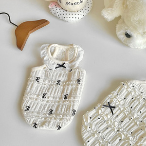 Retro lace bow <b>dog</b> <b>clothes</b>, pet cat vest, spring and summer thin <b>clothes</b>, <b>small</b> <b>dog</b> clothing, Bichon Frise - Product Image 2