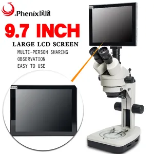 피닉스 XTL-165 7X-45X 9.7 인치 LCD 화면 삼안 줌 스테레오 보석 입체 현미경 휴대 전화 수리