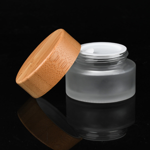 Packaging <strong>Container</strong> 30g 50g 100g 150g 8oz <strong>Bamboo</strong> Body Butter Face Cream Frosted Cosmetic Glass Jars With <strong>Bamboo</strong> Wooden Lid - Product Image 2
