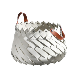 Keranjang penyimpanan sepatu handuk majalah kulit anyam mewah buatan tangan dengan logo kustom untuk dekorasi rumah - Product Image 1