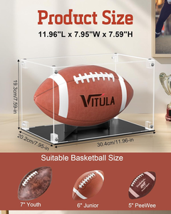 Deluxe thể thao bóng đứng cơ sở màu đen rõ ràng trường hợp cho bóng rổ bóng đá bóng bầu dục chữ ký bóng được xây dựng trong đứng - Product Image 6