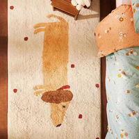 Tapis de style frais pour salon, tapis de chambre d'enfant à motifs de dessins animés lavable en machine, tapis de chevet épais en fausse laine pour chambre à coucher