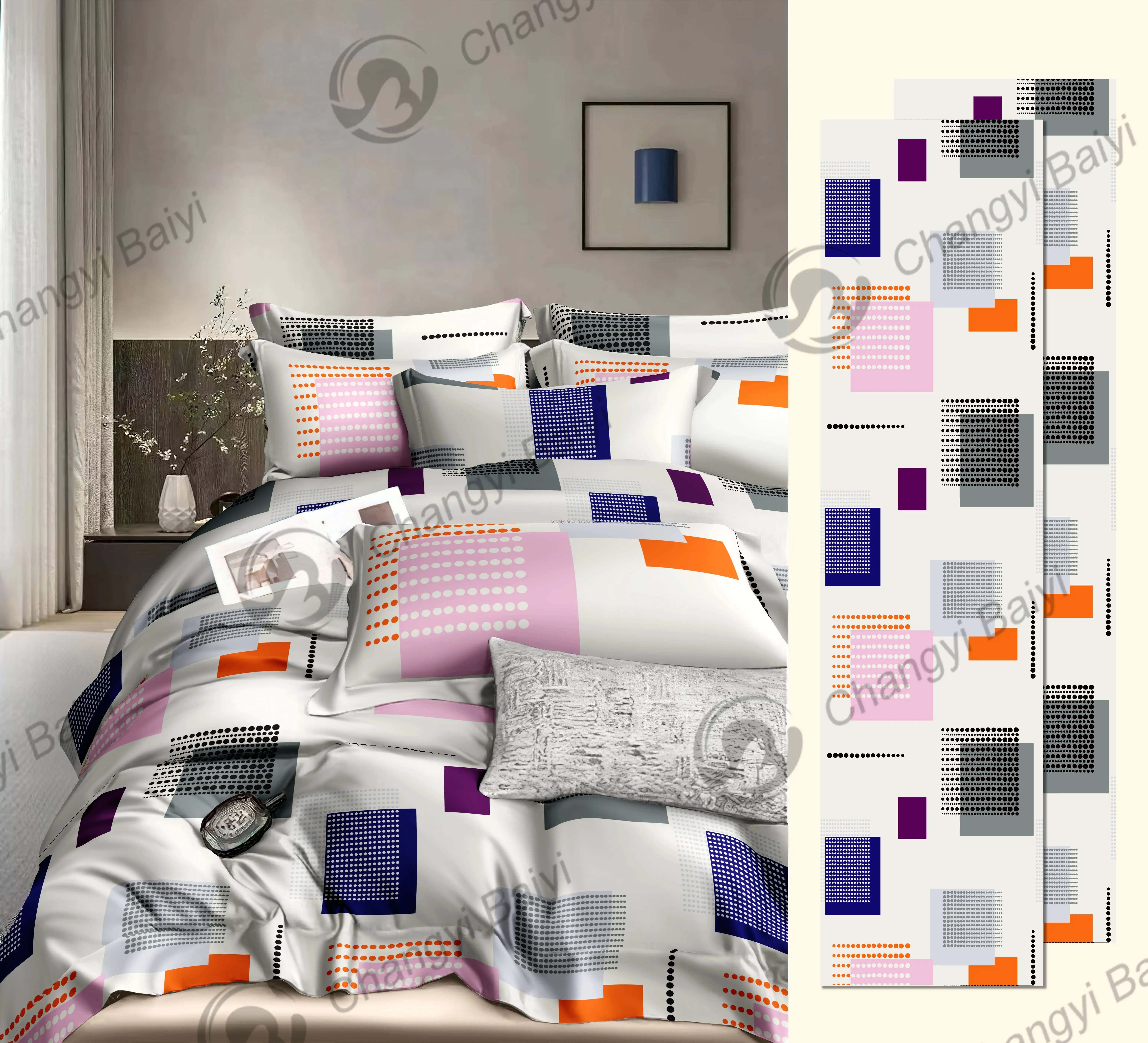 Custom new design 100%Polyester 3D printed textile big flower Bedding set for bedsheet bedding set