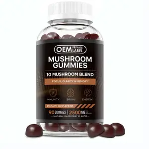 Bcpopo thương hiệu tùy chỉnh Vegan Reishi sư tử bờm Đông Trùng Hạ Thảo nấm Gummies nootropic não bổ sung