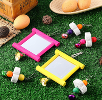 Miroir suspendu pour poules avec clochette, jouet en bois à grigner, pierres à moudre les becs pour poules et volailles