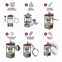 Porte-clés en émail dur personnalisé, appareil de cuisine rétro, machine à pop-corn vintage haut de gamme, cadeau en alliage de zinc, breloque 3D pour les gourmets