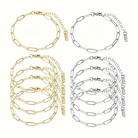 Wurosi – Lot de 15 chaînes de bracelet à maillons plaquées or en acier inoxydable pour femmes avec fermoirs mousquetons (Or + Argent)