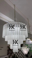 Lustre en verre triangulaire givré de luxe français, luminaire suspendu rond en verre blanc pour hôtel, salon, chambre à coucher