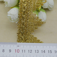 Ruban de dentelle tressé en or et argent de haute qualité, 4 cm de large, pour accessoires de couture de vêtements DIY personnalisés
