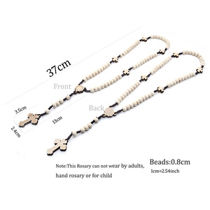 Collier de prière en bois avec croix, style vintage, unisexe, bijoux - Product Image 5