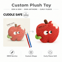 Usine OEM ODM : Coussin et oreiller décoratif en peluche pomme personnalisés, en tissu écologique, poupée en peluche pomme douce et rembourrée, mascotte de marque en coton PP