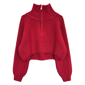Maglione Pullover Casual da <span class=keywords><strong>Donna</strong></span> con Mezza Zip, <span class=keywords><strong>Collo</strong></span> <span class=keywords><strong>Alto</strong></span>, Tinta Unita, Vita Alta, Traspirante, Serie Colori Maillard, Top Lavorato a Maglia - Product Image 6
