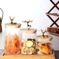 Ensemble de bocaux en verre personnalisés de différentes tailles, récipients alimentaires en verre avec couvercle, bocaux carrés côtelés, contenants de rangement pour la cuisine de Noël