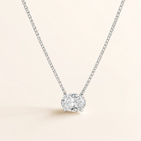 Collier solitaire classique en moissanite blanche plaqué or blanc sur argent sterling 925, bijoux de mariage de luxe