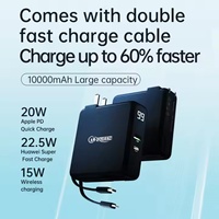 OEM/ODM Power Bank Portabel Ultra Tipis 10000mAh Li-Polymer Nirkabel Pengisian Daya Tipe-C Pengisian Cepat Output USB Ganda Untuk Penggunaan Luar Ruangan