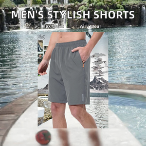 Pantalones Cortos Deportivos Casuales para Hombre, Cómodos y Elegantes, 100% Algodón, Sin Tejer, Cintura Media, Transpirables, Ajuste Relajado y Delgado, Diseño Sólido, Oferta - Product Image 2