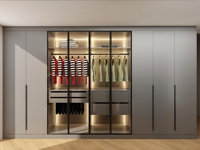 Armoire moderne en bois avec éclairage LED et commode, meubles de chambre à coucher pour appartement