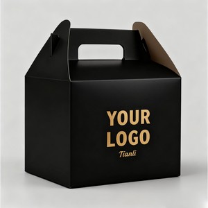 Caja de comida de cartón blanco de 2mm de grosor desechable personalizada, caja de embalaje de hamburguesas para llevar, caja de bebidas con asa - Product Image 1