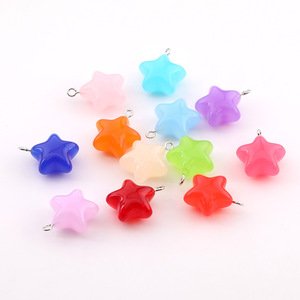 Perles en acrylique en forme d'étoile 23 mm en résine époxy pour la fabrication de bijoux, accessoires DIY, anneaux de jonction transparents et colorés - Product Image 5