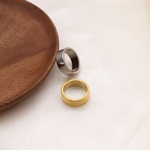 Minimalist Plain Band <b>Titanium</b> Steel <b>Ring</b> 18K Gold Silver Geometric Shape Unisex Everyday Wear - Product Image 3