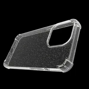 Factory price Diamond Shining Powder Cell Phone Case for iPhone 13 Pro Max clear tpu back cover Anti Shock case