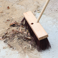Brosse de nettoyage de route en ciment lourd 16 pouces Surfaces en béton Bloc de bois Poignée filetée Raclette de sol Balai de chantier
