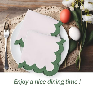 Serviette en lin à bords festonnés avec broderie délicate, offrant un style élégant pour un usage quotidien ou pour les célébrations. - Product Image 5