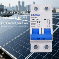 Disjoncteur miniature STAOR DC 1000V 63A DZ47-63 Type C 6kA 250V PA66 Rail DIN Système solaire photovoltaïque Stockage d'énergie IP20 CE