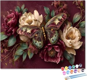 Kit Pittura a Olio Digitale Fai-da-Te Personalizzato Songwoo, Elegante Farfalla e Peonia, Set Pittura con Numeri per Adulti - Product Image 2