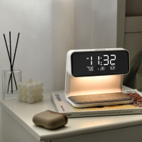 Réveil avec chargeur sans fil rapide 20W, support avec lampe et écouteurs, tension universelle 9-12V, sortie pour téléphone portable