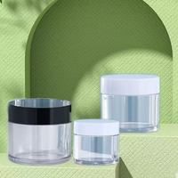 Logo personnalisé Pp métal/plastique bouchon à vis rond 50g mini clair PET à paroi épaisse pot de crème pour les yeux conteneur blanc pot lourd