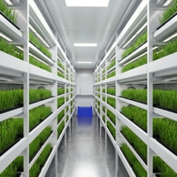 Système de culture automatique pour la production d'aliments pour bétail de 40 pieds, conteneur hydroponique climaté pour l'herbe d'orge