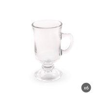 Tasses à café en verre Excelsa Classic Design, 12 cl, lot de 6, transparentes, motif uni, à paroi simple, verres à café irlandais, compatibles lave-vaisselle