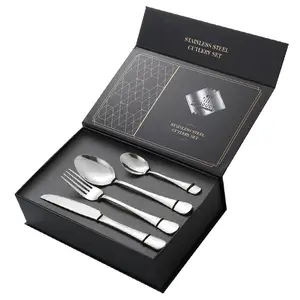 BSCI Factory Hot Seller Stainless Steel 24 Pieces Case Silverware Spoons Forks Knifes Sets Flatware Gold Cutlery Set