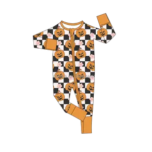 Fast Shipping Kids Bamboo Viscose Jumpsuit Long Sleeve Halloween Print Baby Romper