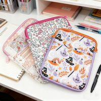 Housse de protection pour ordinateur portable en néoprène avec logo personnalisé, fermeture éclair et poche avant, compatible iPad et Kindle