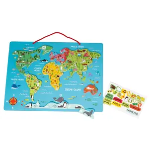 OEM ODM Custom Children Learning Educational Magnet 3d World Puzzle Toys Magnetic Wooden Map Puzzle